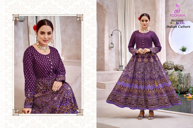 Poonam Indian Culture Printed Ethnic Wear Wholesale Anarkali Catalog
